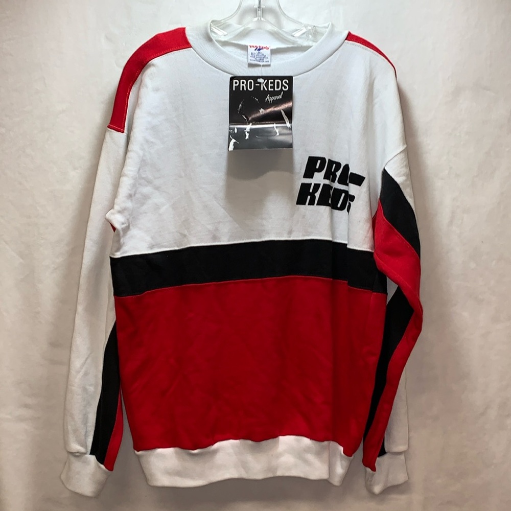 Pro-Keds Vintage 80s Hip Hop Crewneck Red/Blk/Wht Mens size Medium *NEW* RARE!!!